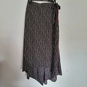 NEW Dia & Co Downing Studio Striped Elastic Waist Faux Wrap Midi Skirt Size 0X